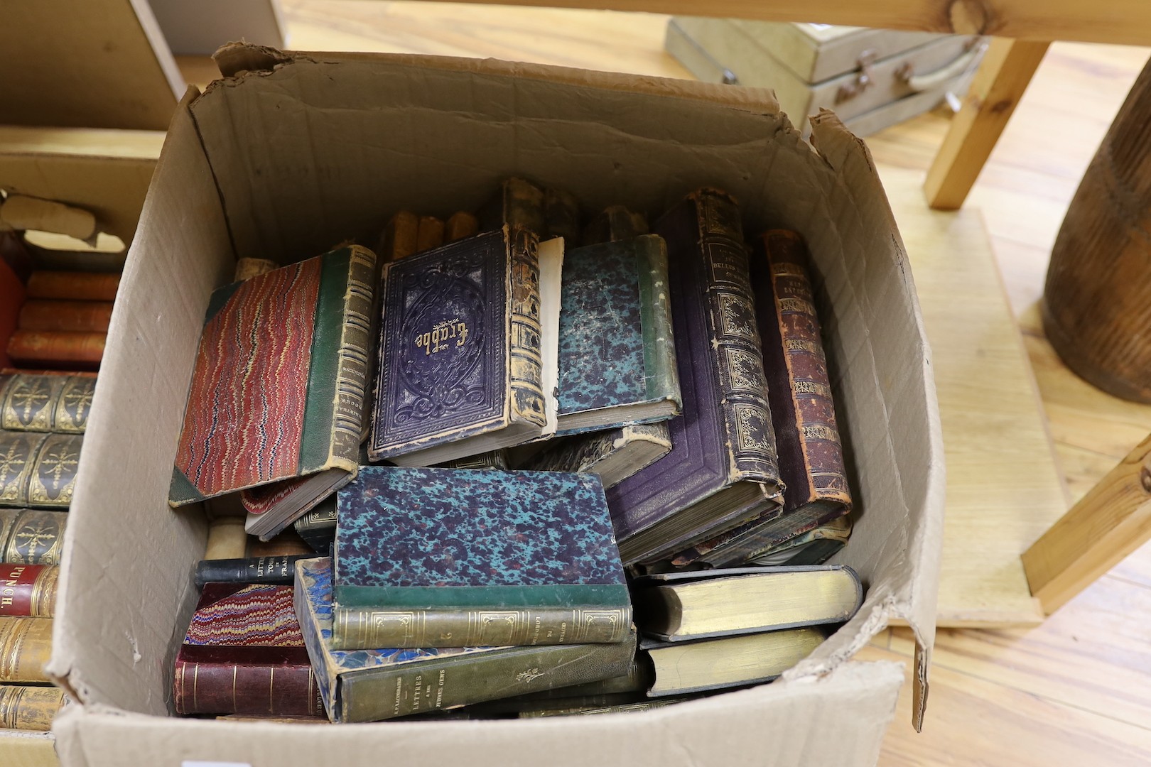 Three boxes of 19th and 20th century leather bound books